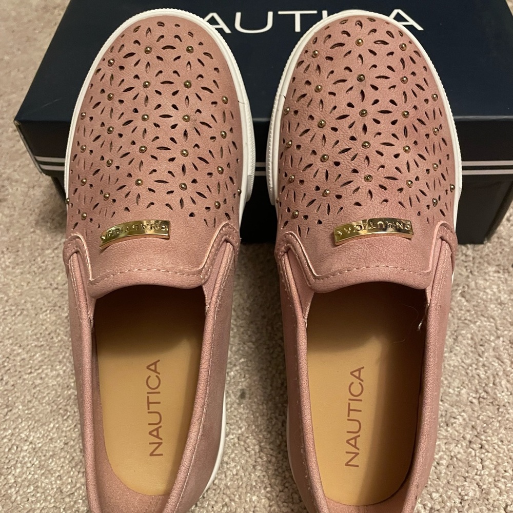 Shoes- slip on. Rose pink. Size 1 (fits a little big- like a kid 2).